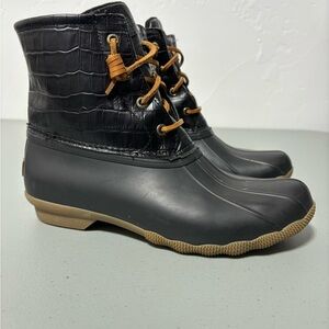 Sperry Winter Snow Women's Boots 7 Black STS86698 Salt Water Croc